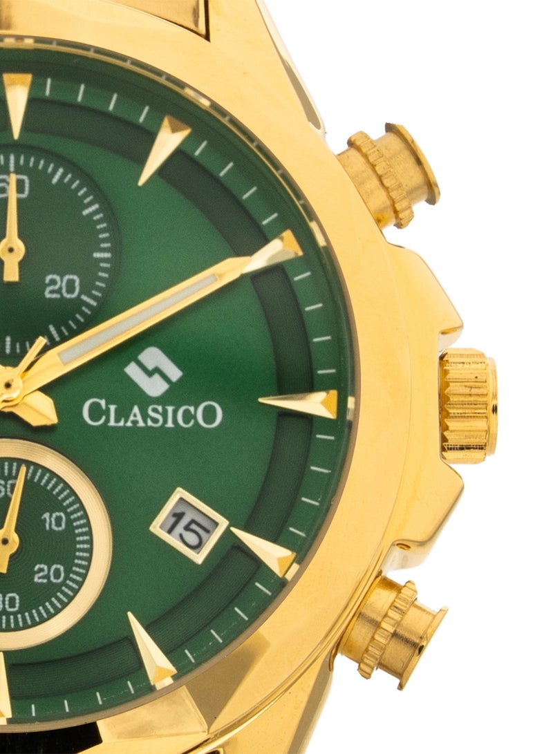 Clasico Luxe Men’s Chronograph Wrist Watch | Gold Bracelet | Luxury Analog Watch for Men - Image 4